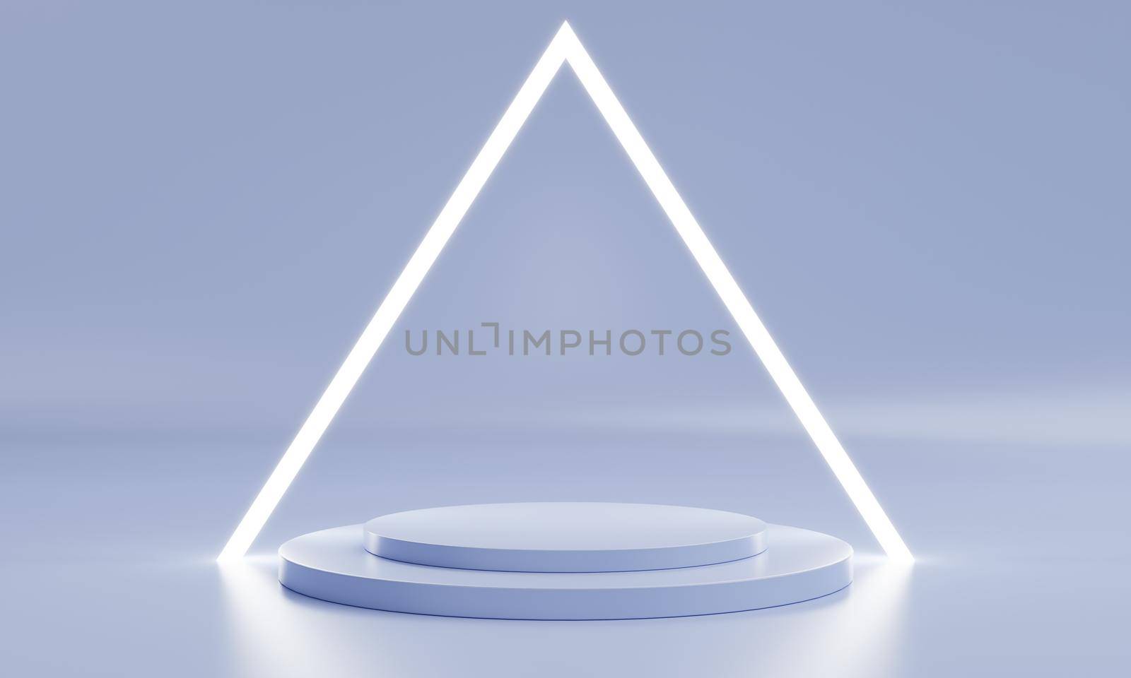 Minimal product podium stage with triangle ring light in pastel purple white color and geometric shape for presentation background. Abstract background and scene template. 3D illustration rendering by MiniStocker