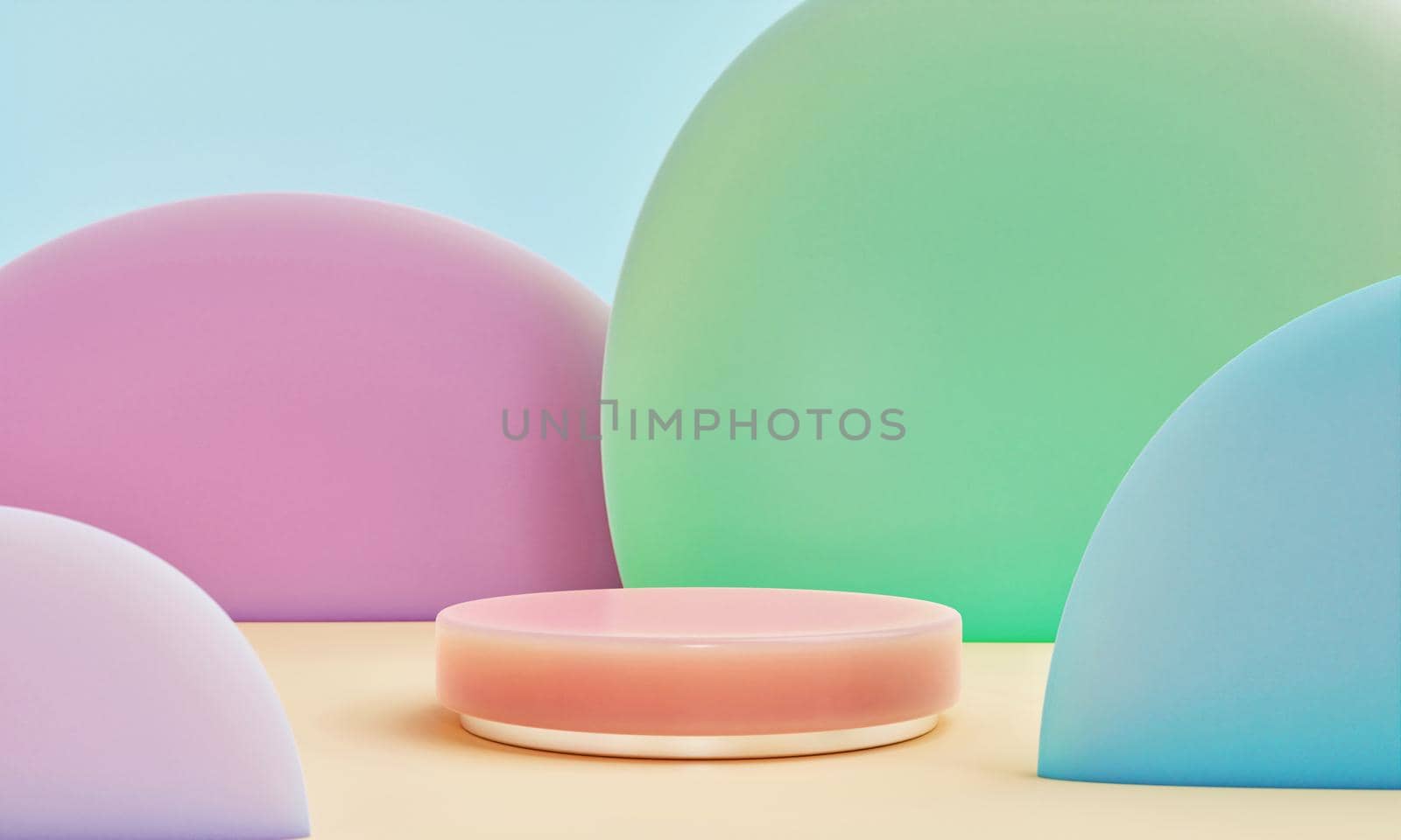Abstract geometric shape in pastel colorful for product podium presentation background. Art and Color concept. 3D illustration rendering by MiniStocker