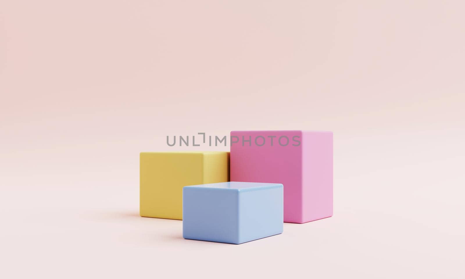 Abstract geometric shape in pastel colorful for product podium presentation background. Art and Color concept. 3D illustration rendering by MiniStocker