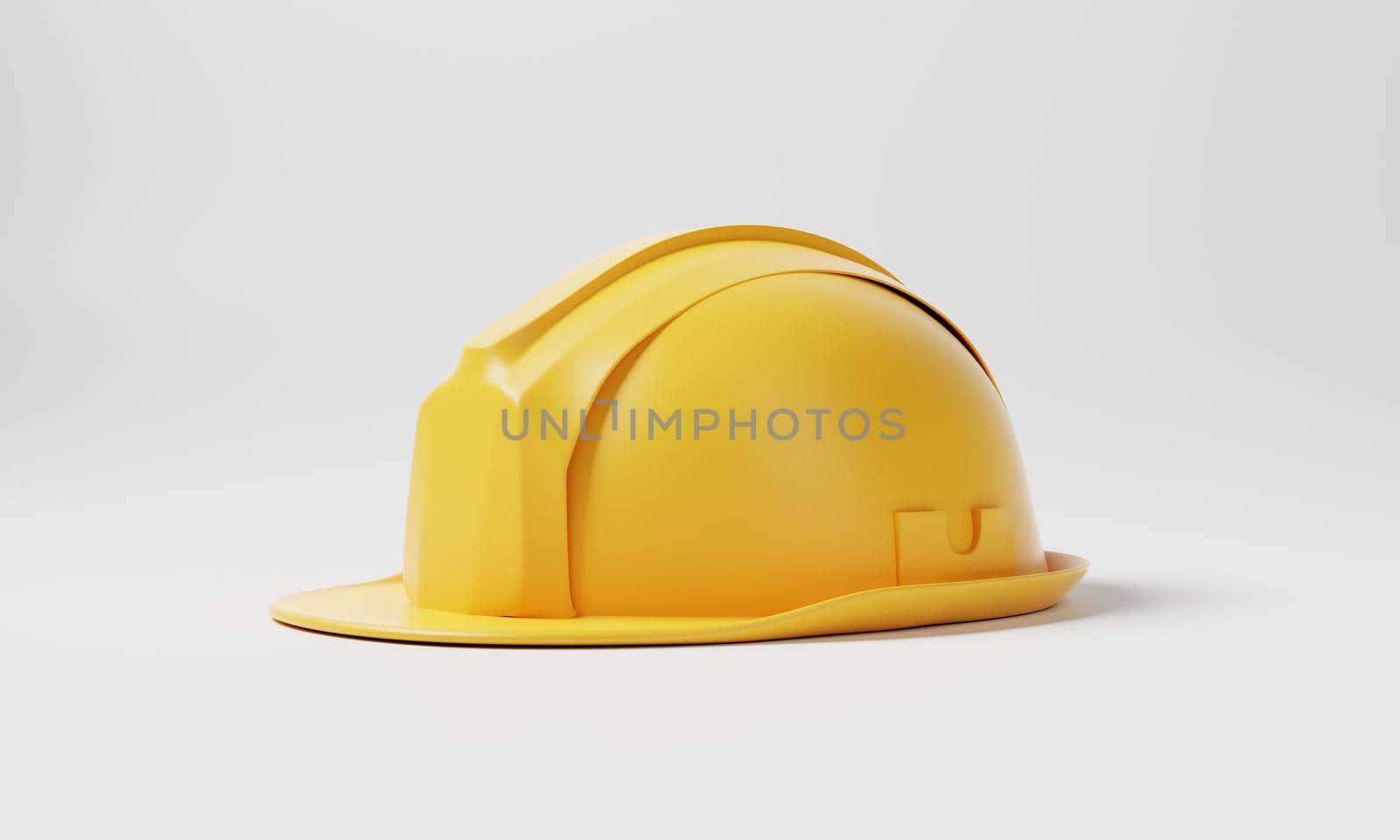 Yellow hard hat safety helmet on white background. Business and construction engineering concept. 3D illustration rendering by MiniStocker