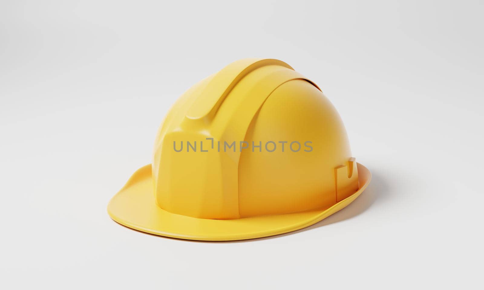 Yellow hard hat safety helmet on white background. Business and construction engineering concept. 3D illustration rendering