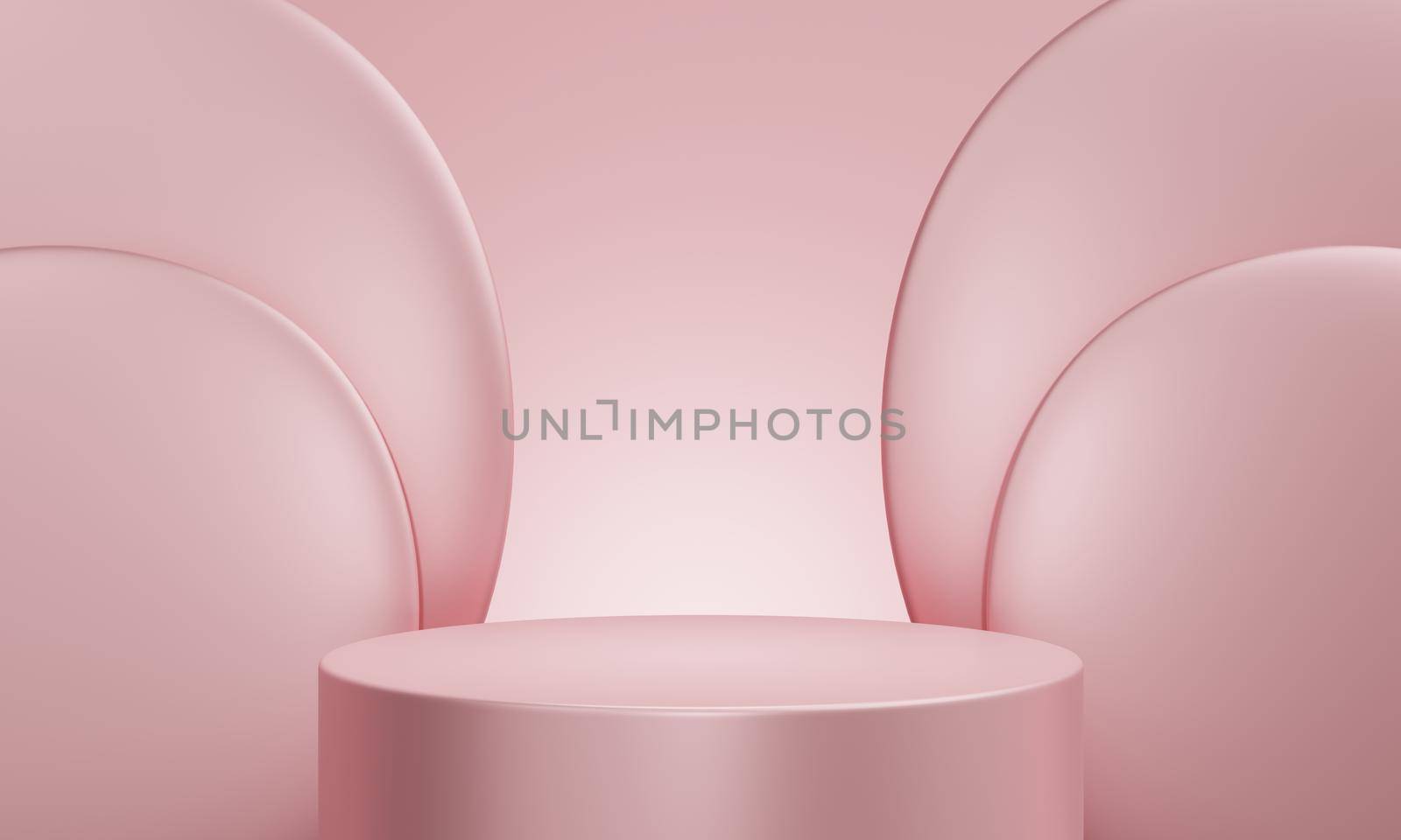 Minimal product podium stage with metallic pastel pink color and geometric shape for presentation background. Abstract background and decoration scene template. 3D illustration rendering