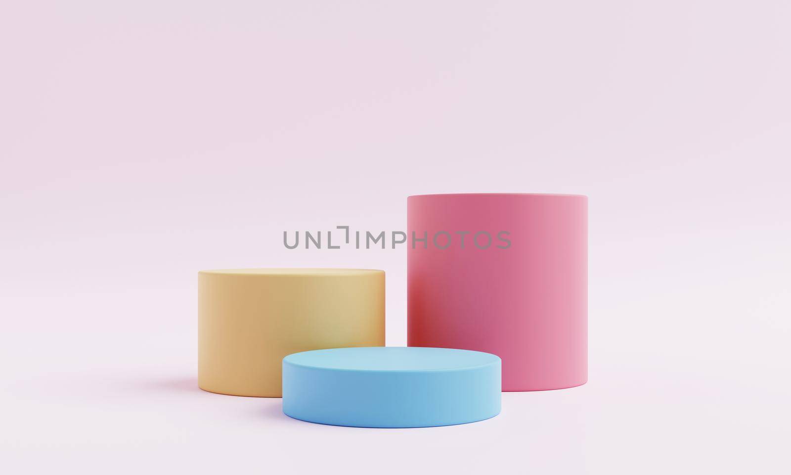 Abstract geometric shape in pastel colorful for product podium presentation background. Art and Color concept. 3D illustration rendering