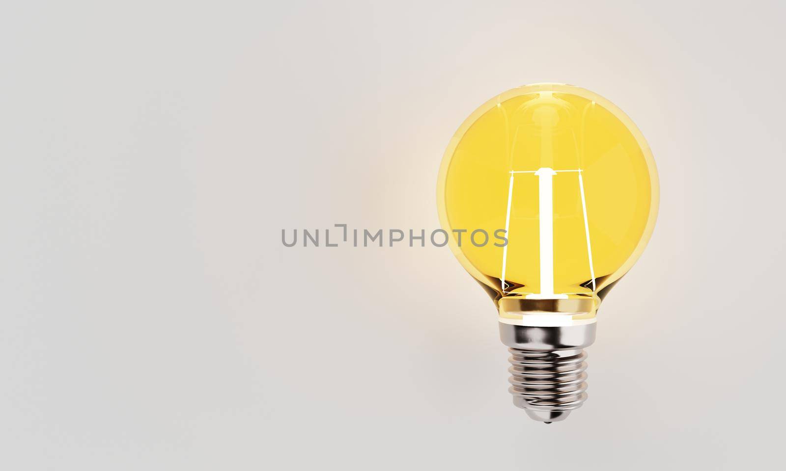 Light bulbs with incandescent bulbs glow yellow on white draft office graph paper. Thinking and imagination idea concept. 3D illustration rendering by MiniStocker