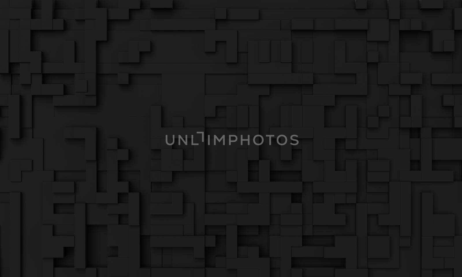 Black mosaic abstract background. Wallpaper and backdrop art concept. 3D illustration rendering