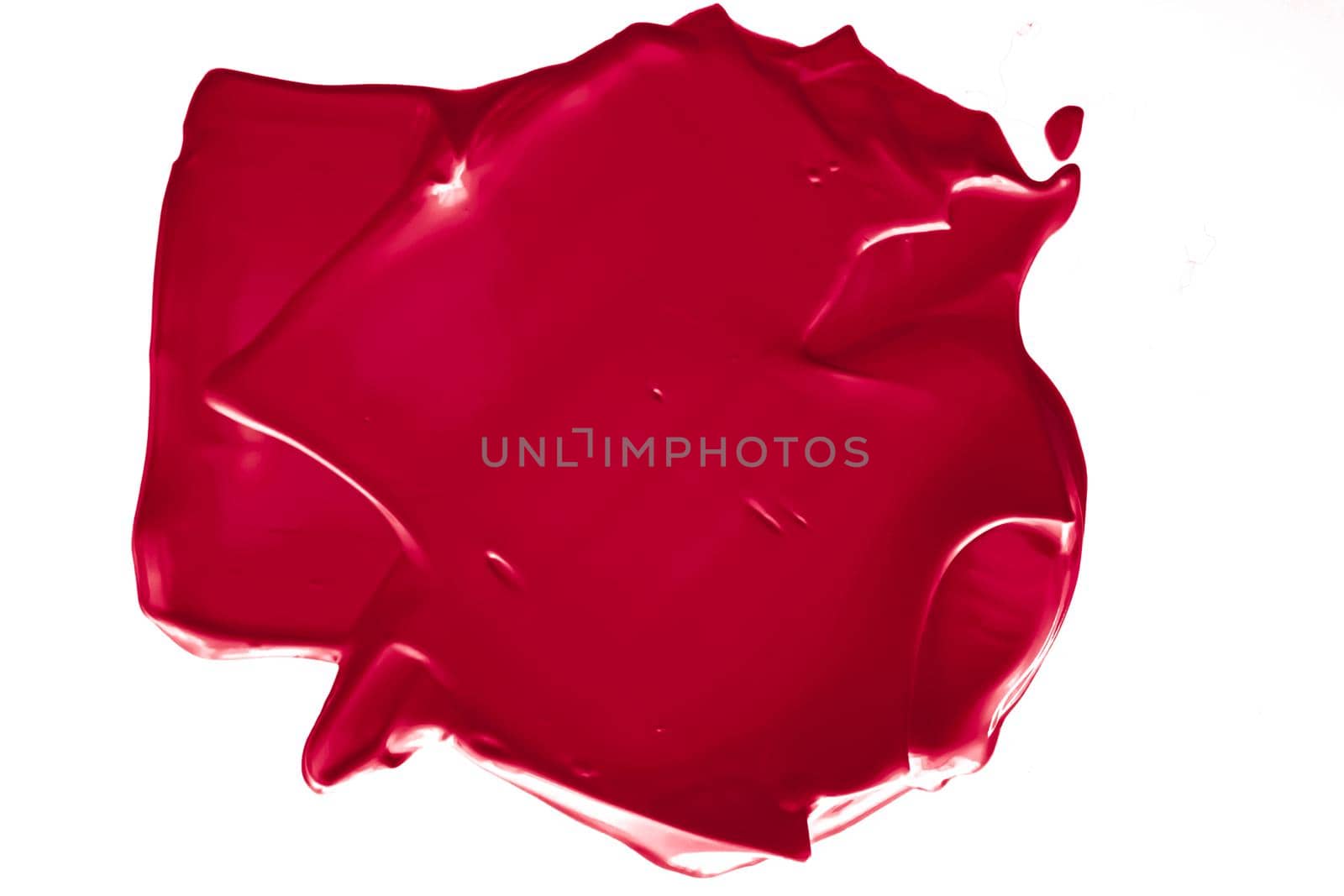 Red beauty swatch, skincare and makeup cosmetic product sample texture isolated on white background, make-up smudge, cream cosmetics smear or paint brush stroke by Anneleven