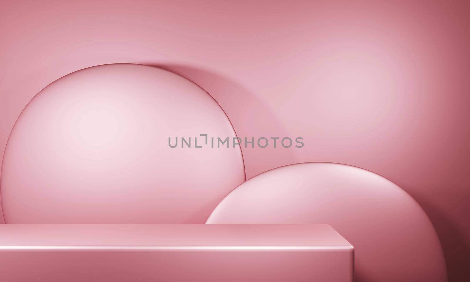 Minimal product podium stage with metallic pastel pink color and geometric shape for presentation background. Abstract background and decoration scene template. 3D illustration rendering