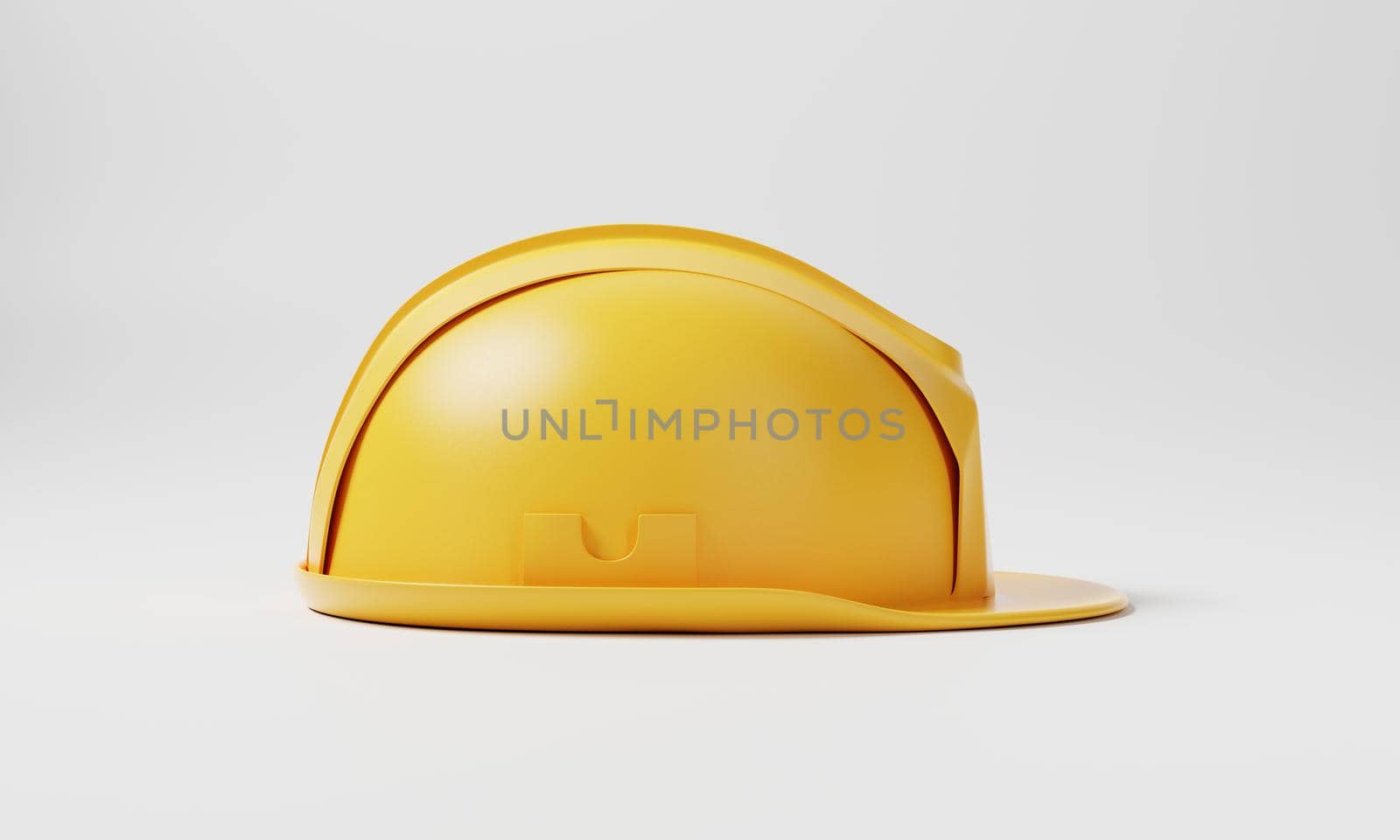 Yellow hard hat safety helmet on white background. Business and construction engineering concept. 3D illustration rendering
