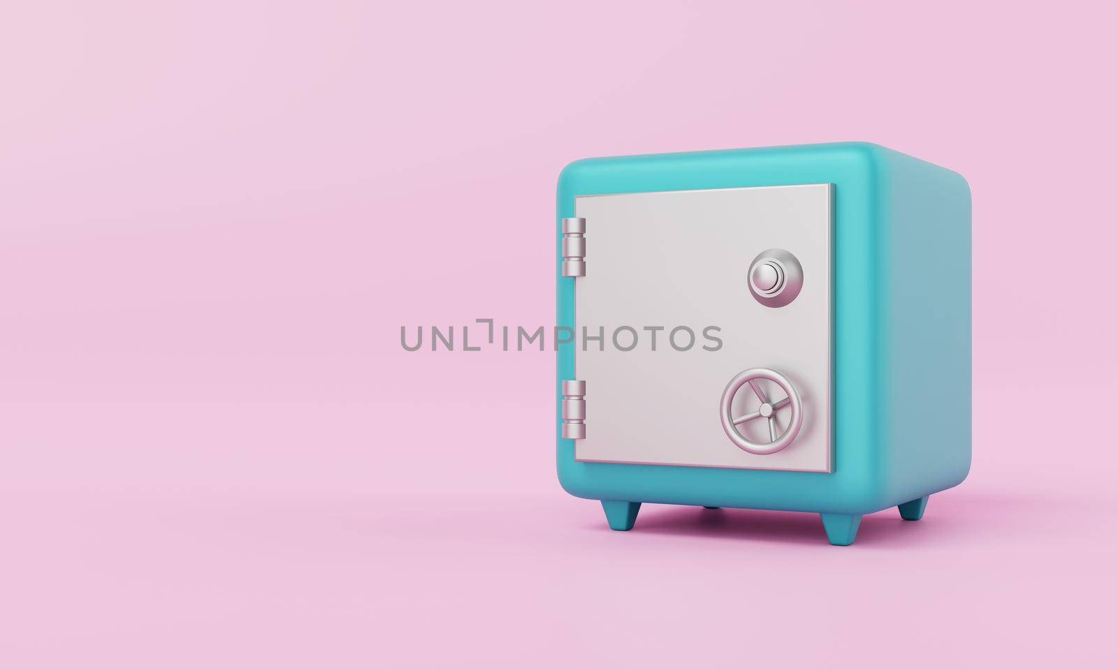 Blue safe box pink background. Financial economic and money savings security concept. 3D illustration concept.