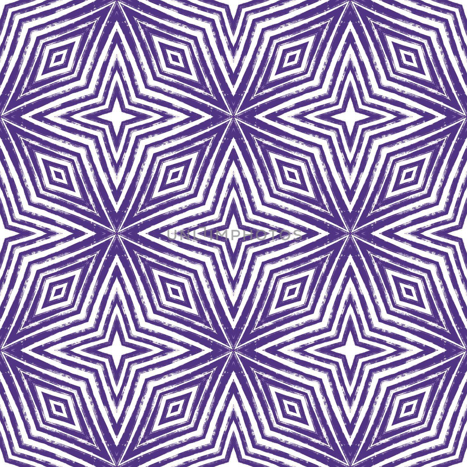 Textured stripes pattern. Purple symmetrical kaleidoscope background. Textile ready beauteous print, swimwear fabric, wallpaper, wrapping. Trendy textured stripes design.