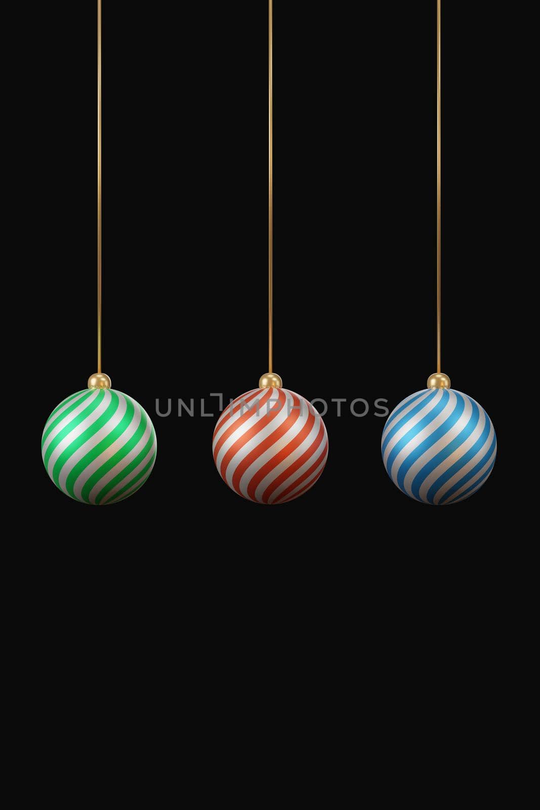 Decorative balls for christmas isolated on transparent background ,3D rendering.