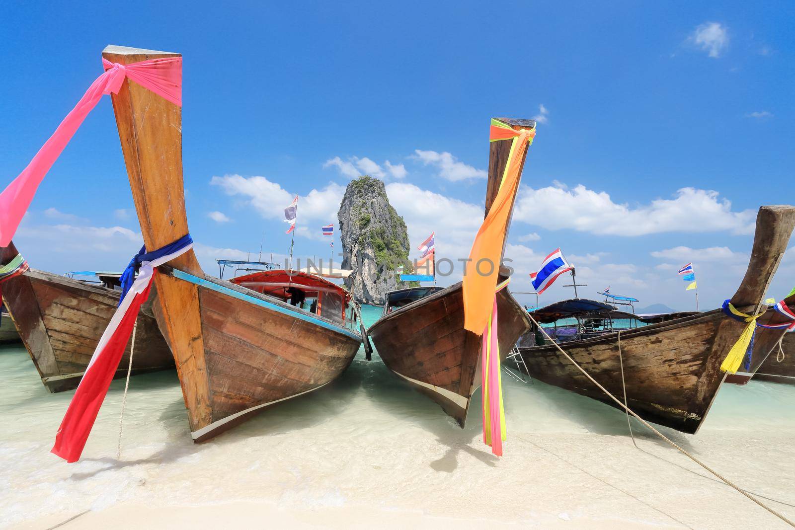 Longtail boats at Poda island near Ao Nang ,Krabi Thailand. by toa55