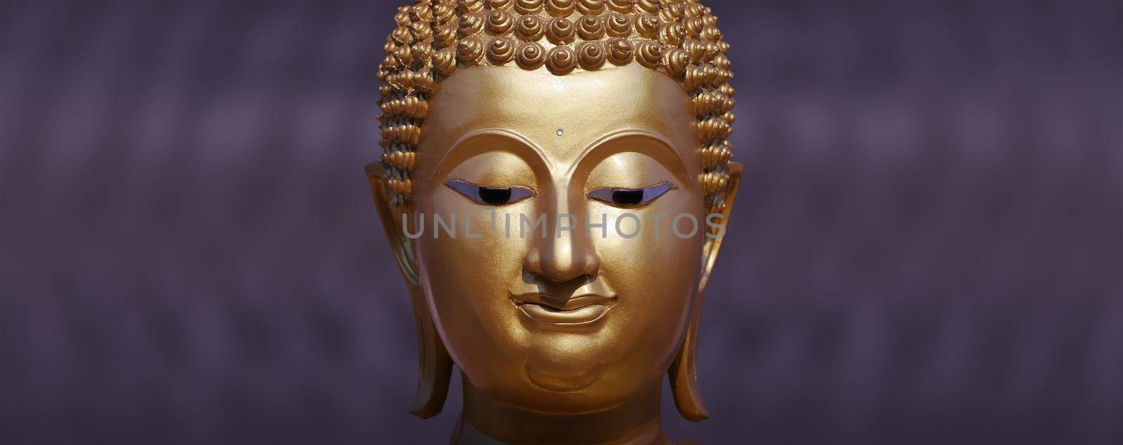 Golden Buddha statue close up by toa55