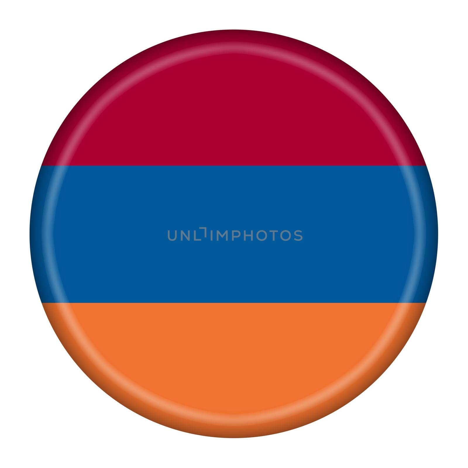 An Armenia flag button 3d illustration with clipping path