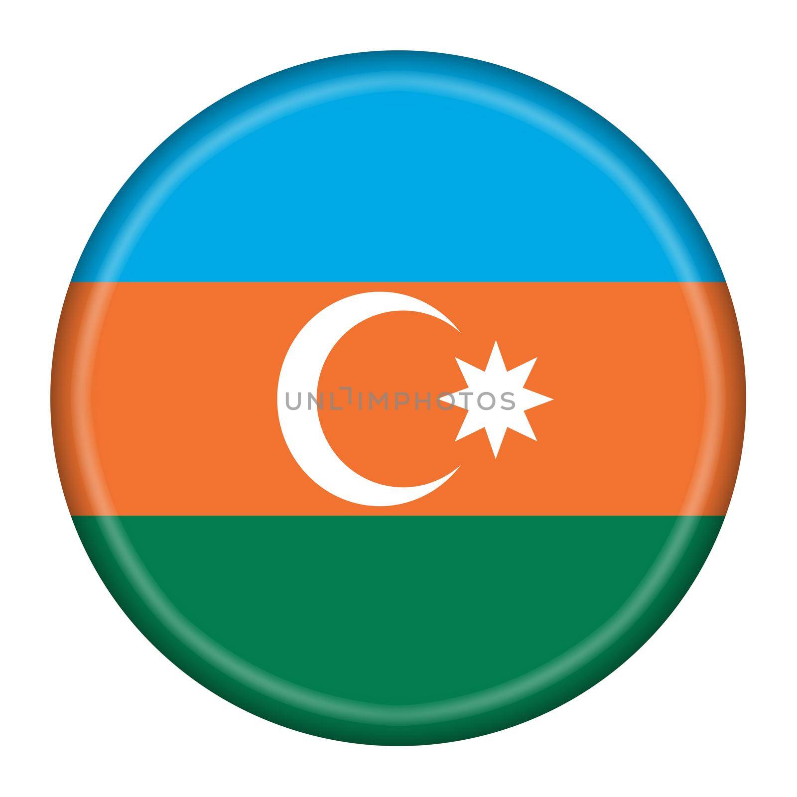 An Azerbaijan flag button 3d illustration with clipping path