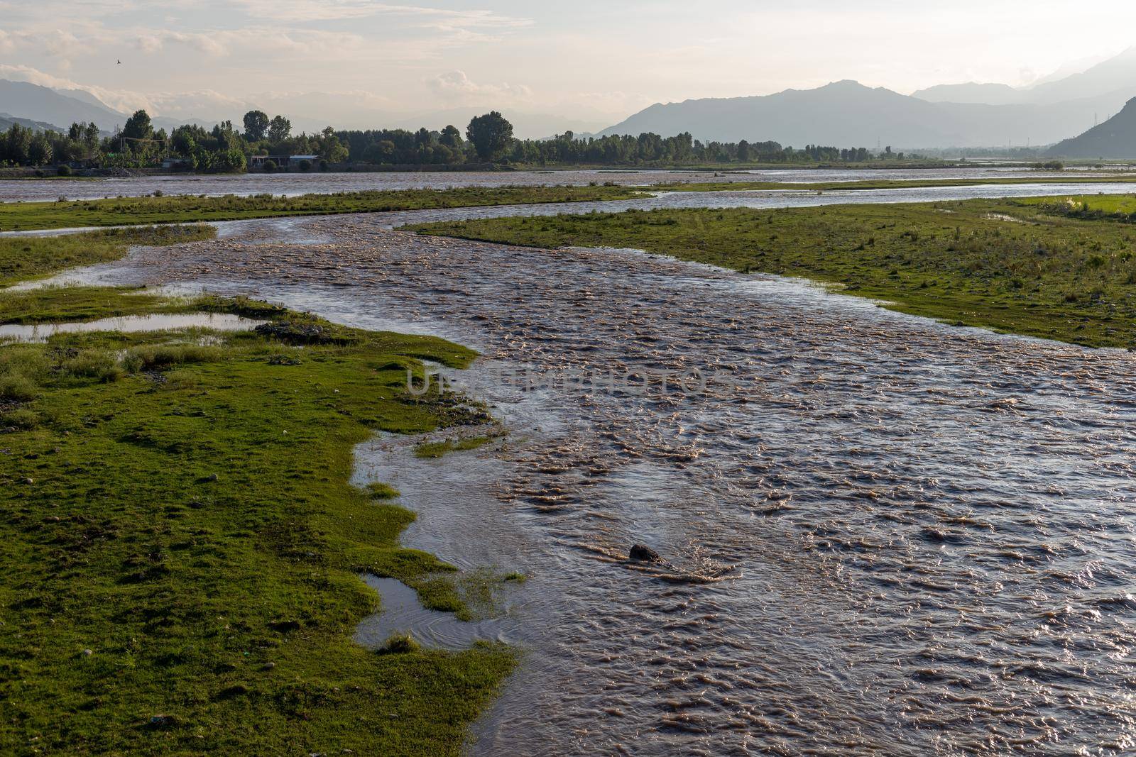 Flood from monsoon rain destroy agriculture fields and crops