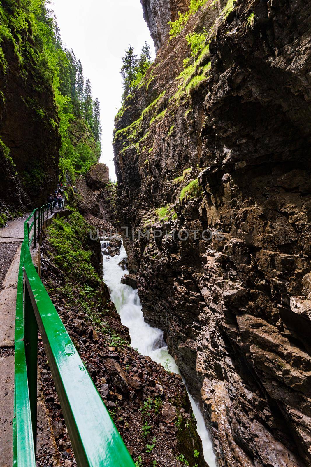Walking Through narrow gorge at Breitachklamm, Germany