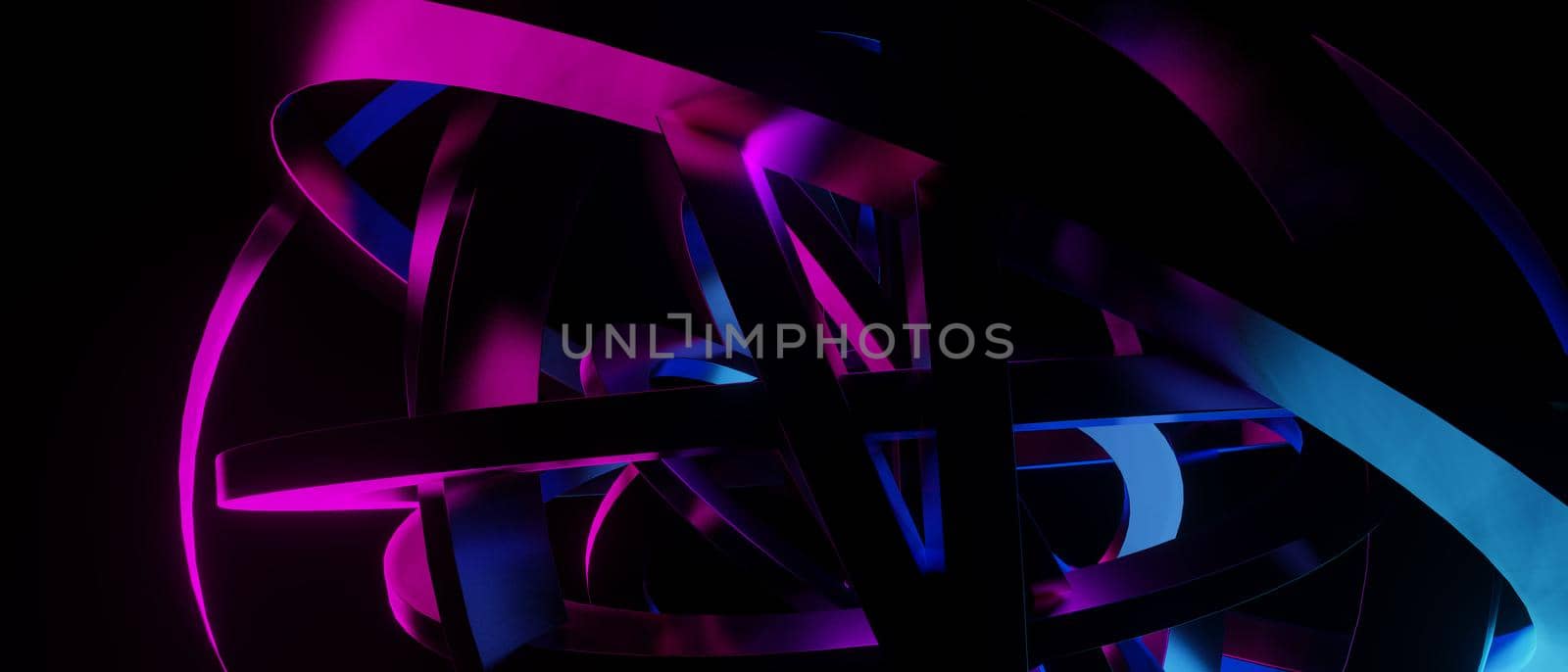 Luxurious And Elegant Overlapping Metallic Neon Black Grey Background Wallpaper 3D Render