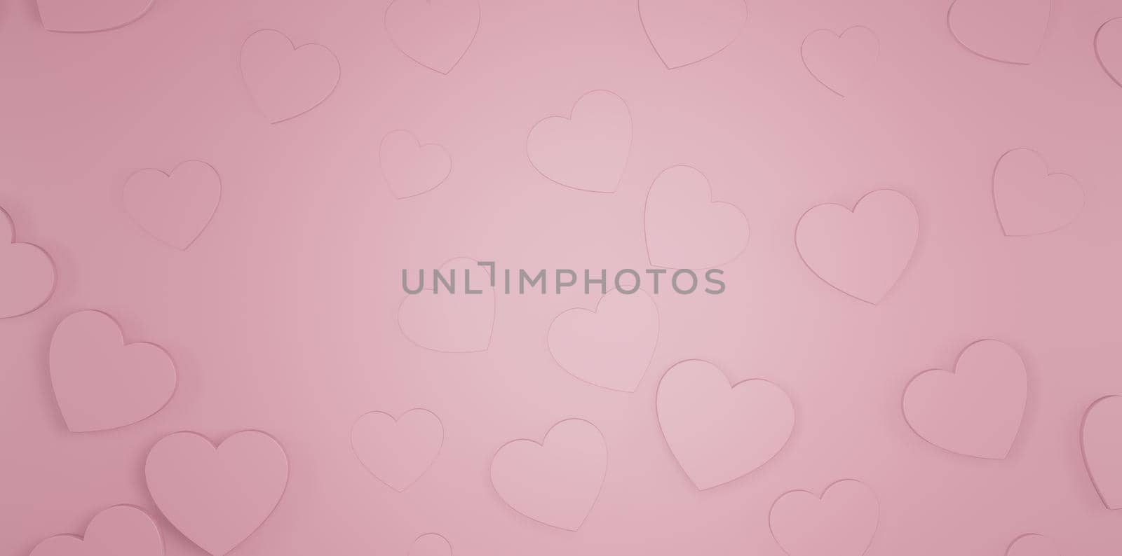 Pink Hearts Banner Background 3D Illustration