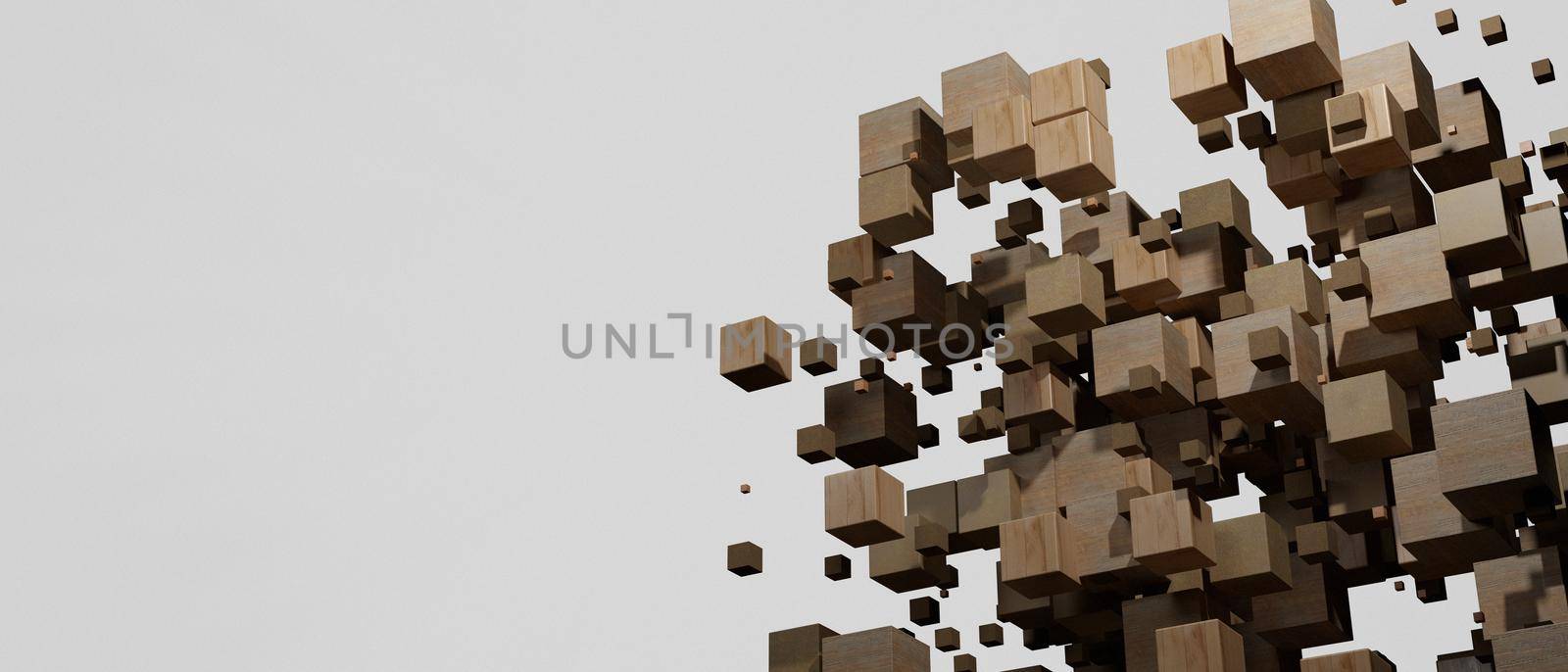 Network links big data technology concept wooden blocks data technology 3D illustration background