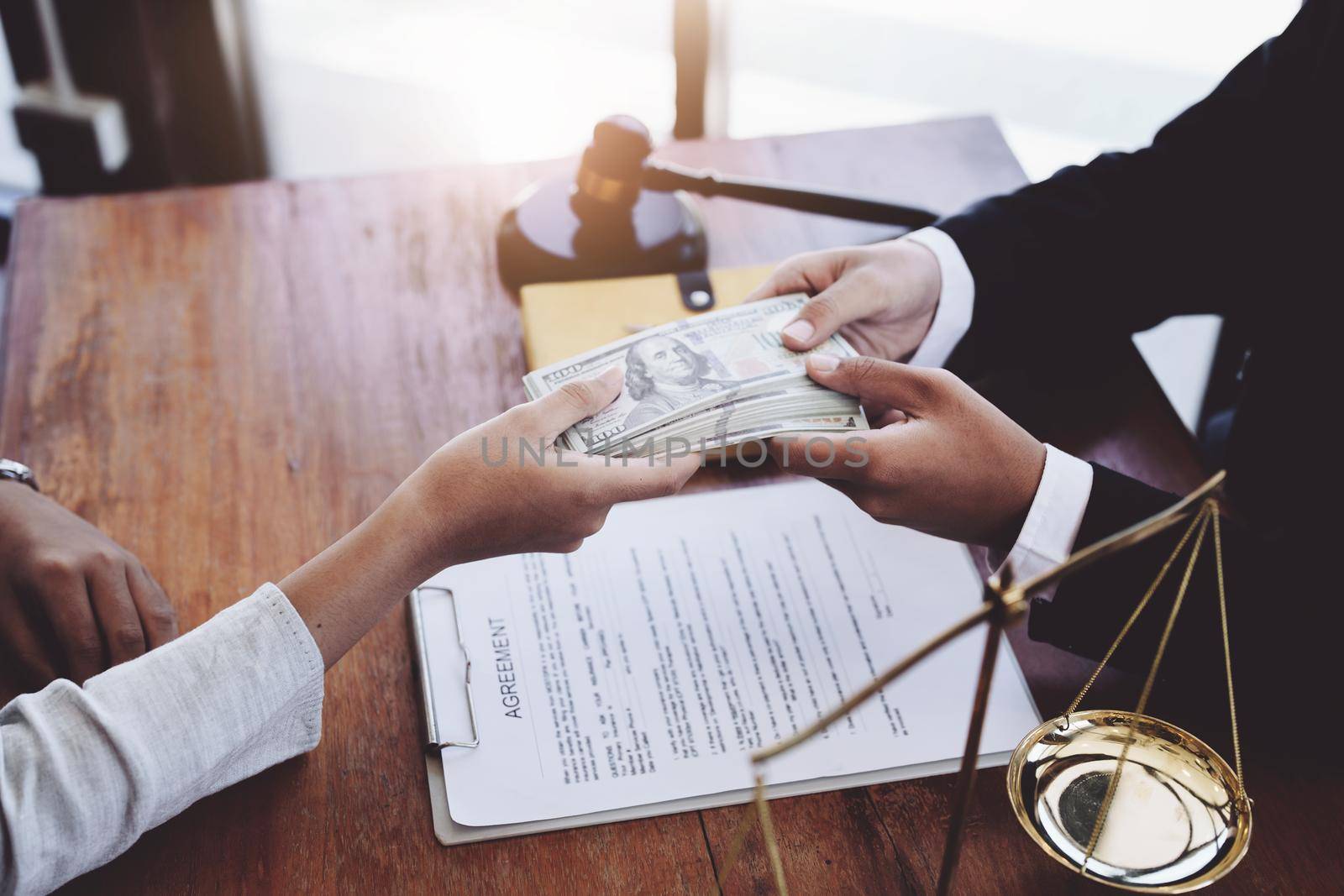 Fraudulent payment between lawyer and client.