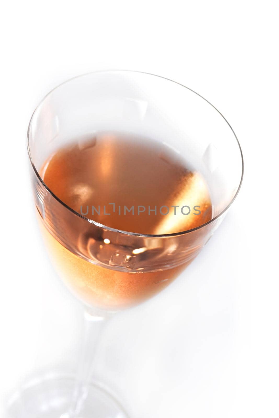 Close up of rose wine in a crystal glass