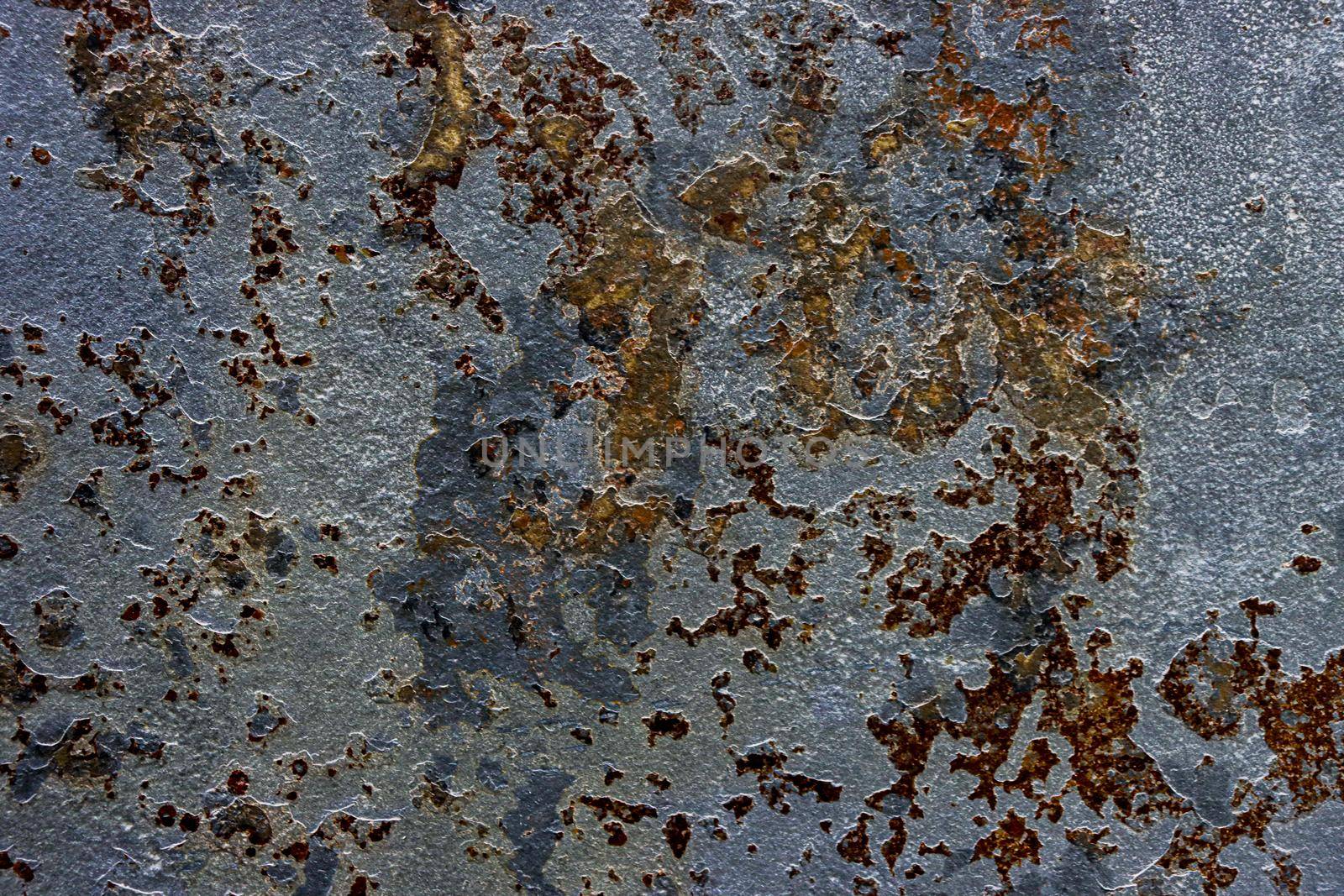 Old rusty metal surface with peeling paint. by gelog67