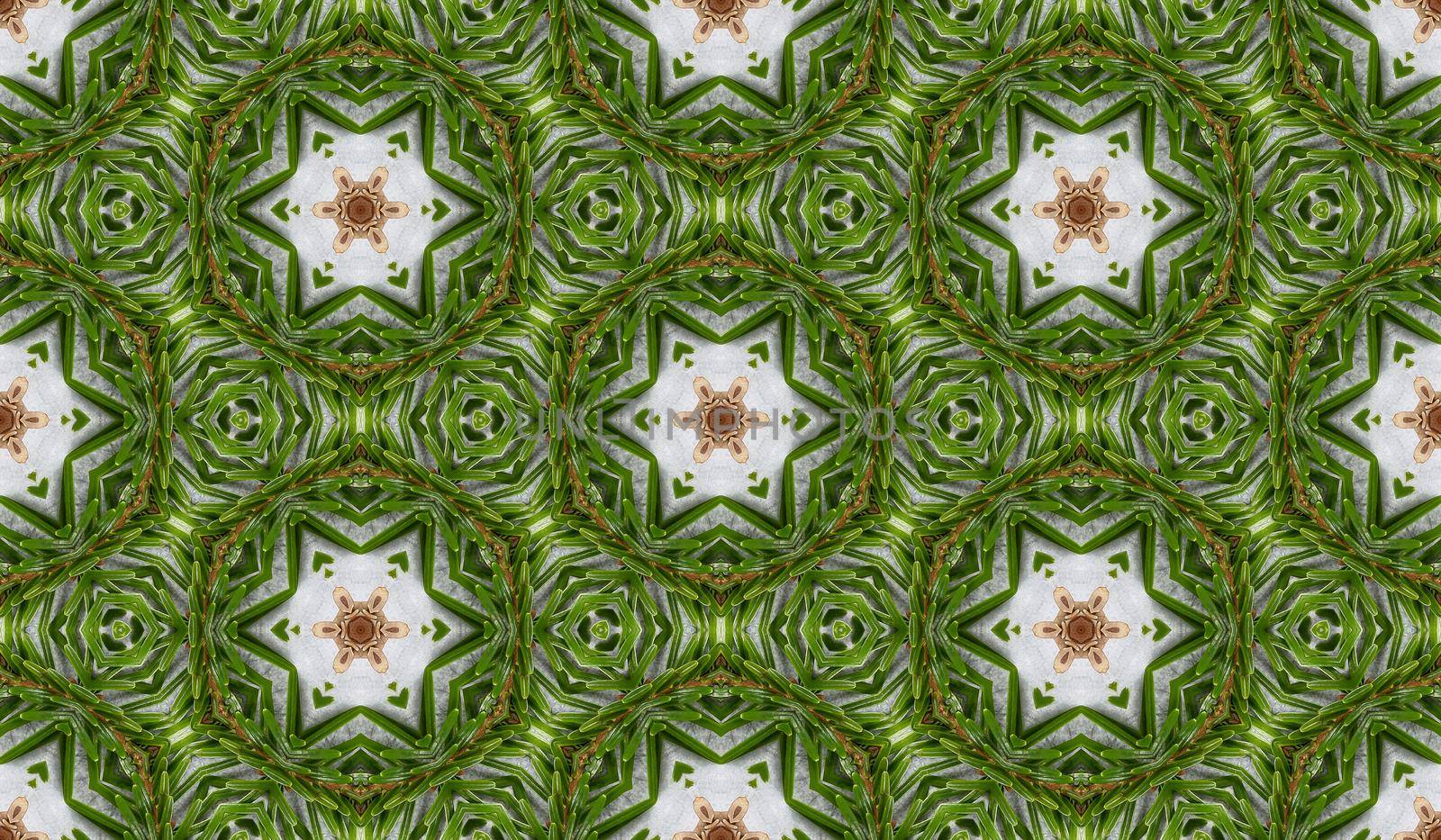Abstract seamless texture from photo of fir branches on a grey background.