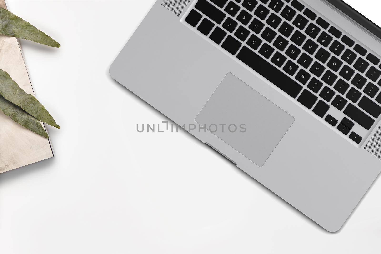 Top view of laptop keyboard, isolated on white background. by nazarovsergey