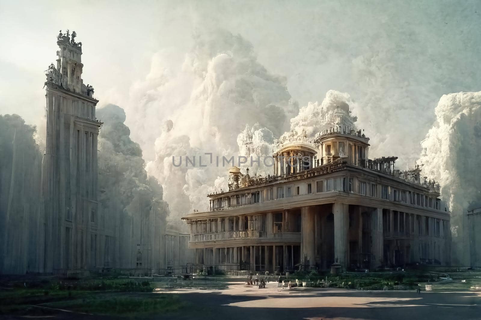 Neoclassical style architecture, digital art, 3d illustration by Farcas
