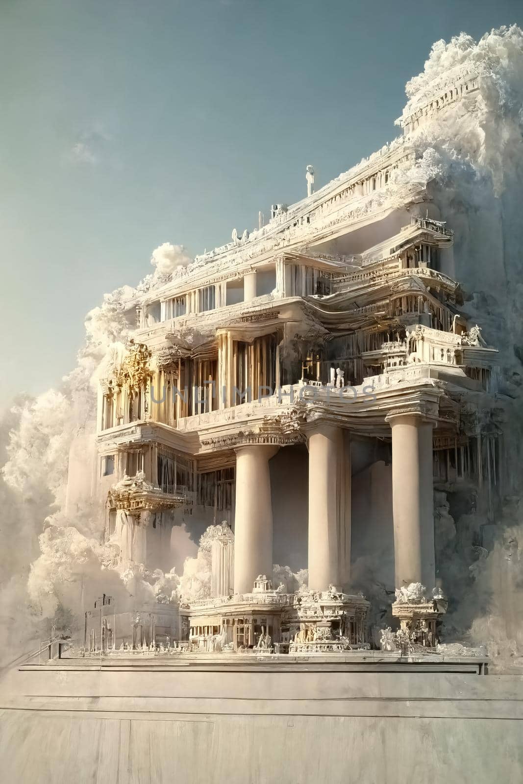 Neoclassical style architecture, digital art, 3d illustration by Farcas