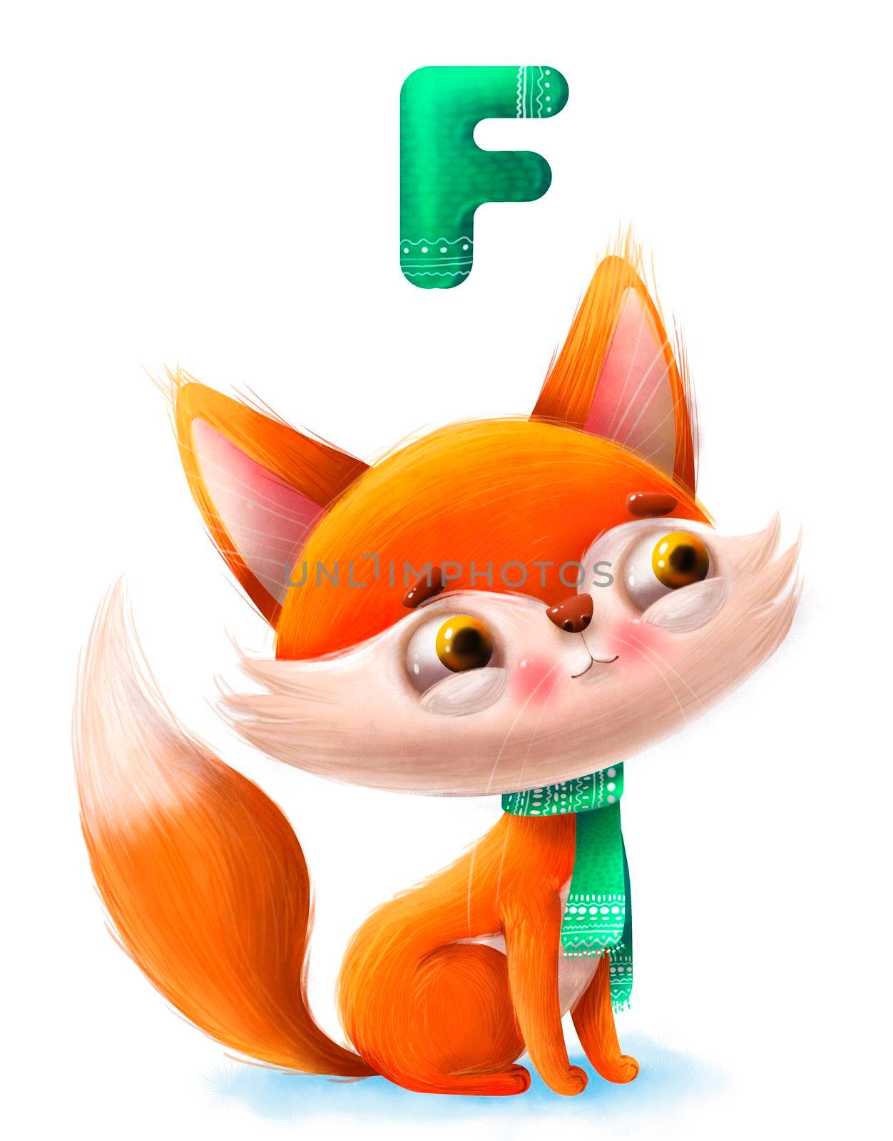 cartoon kind fox with letter of the alphabet by studiodav