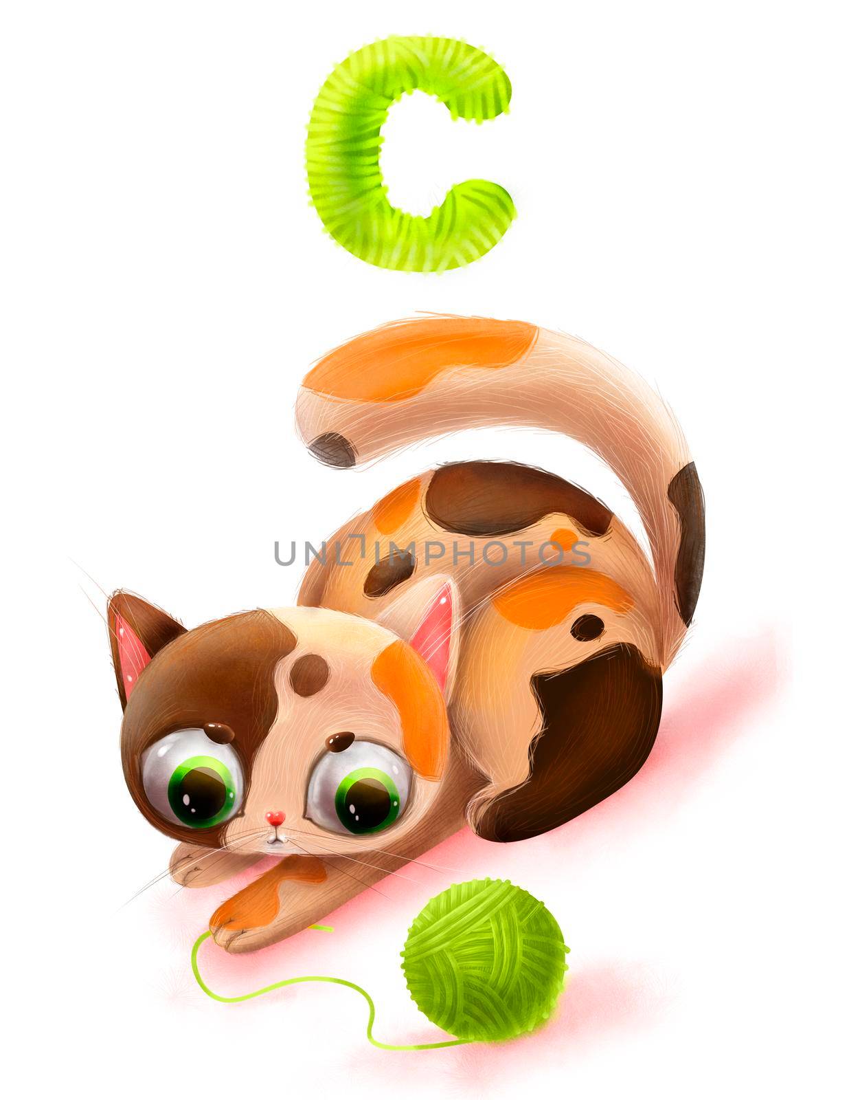 cartoon cute cat with alphabet letter in 5k