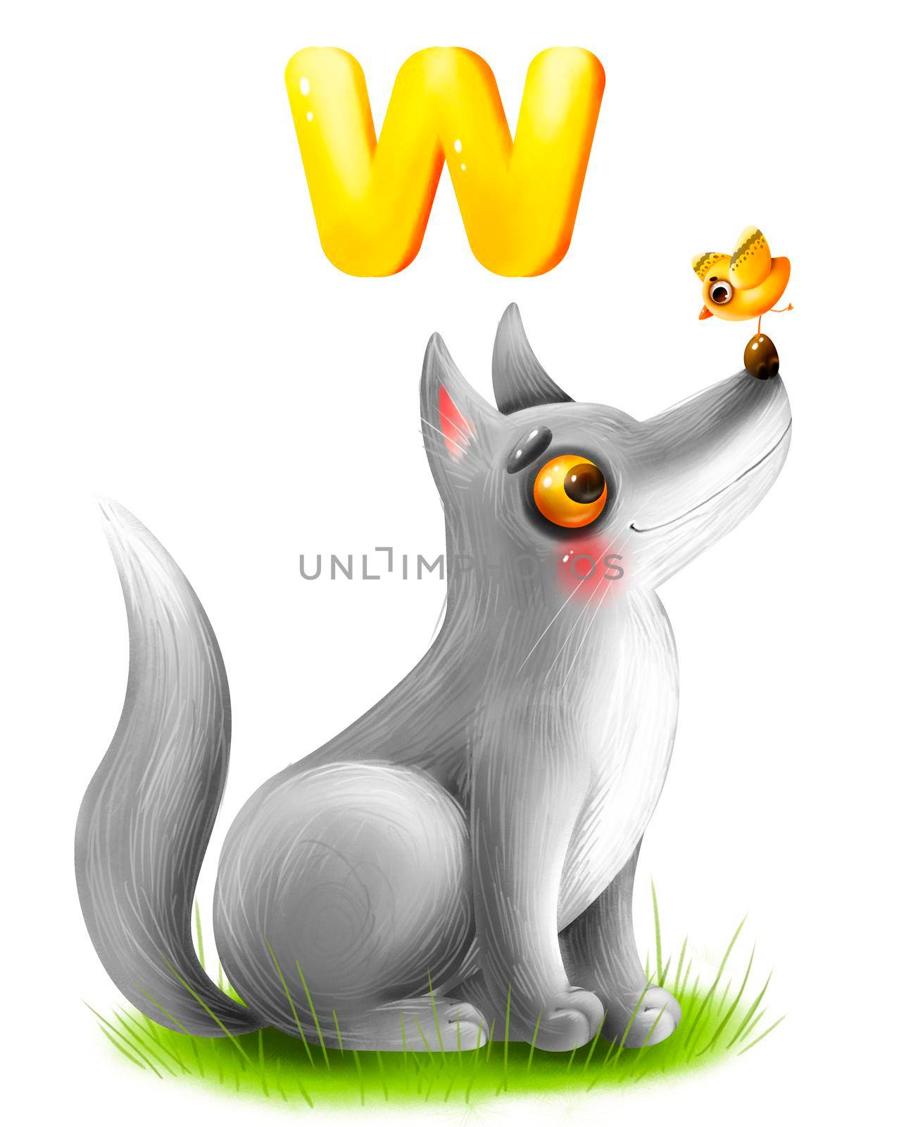 Good cartoon wolf with the letter of the alphabet by studiodav