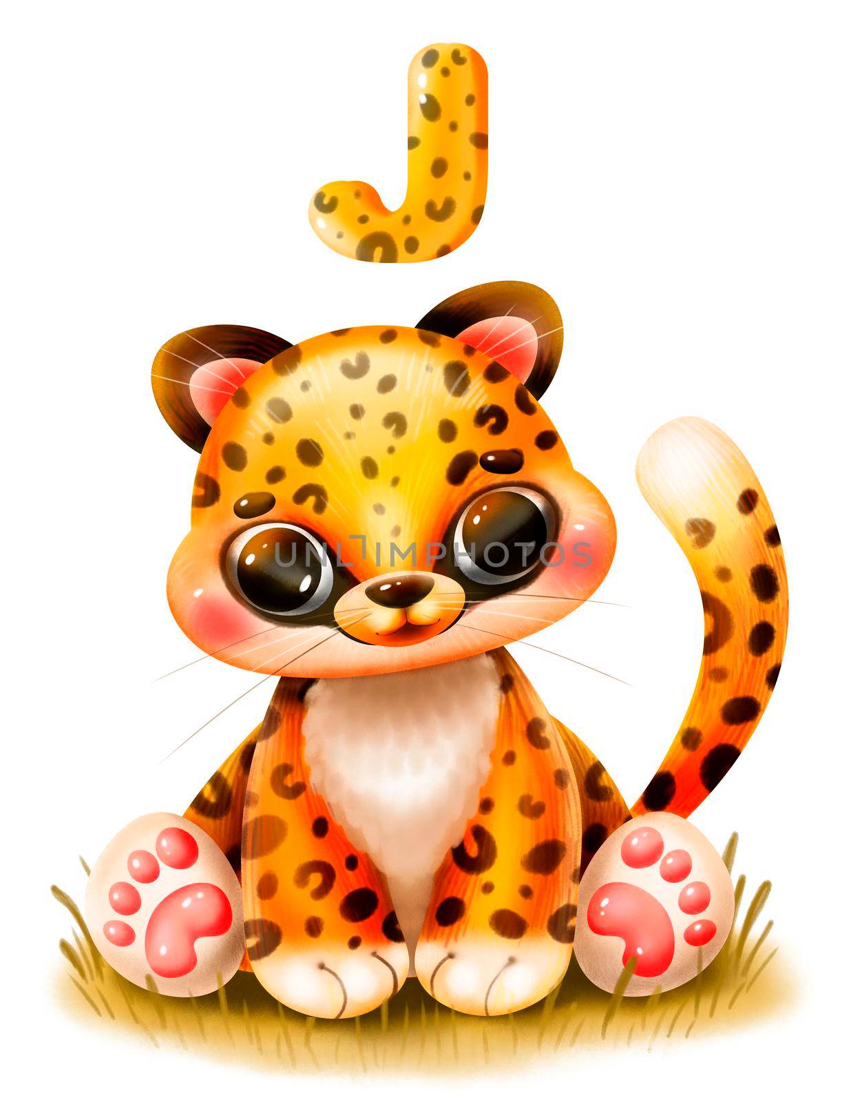 Cute cartoon jaguar on a white background by studiodav