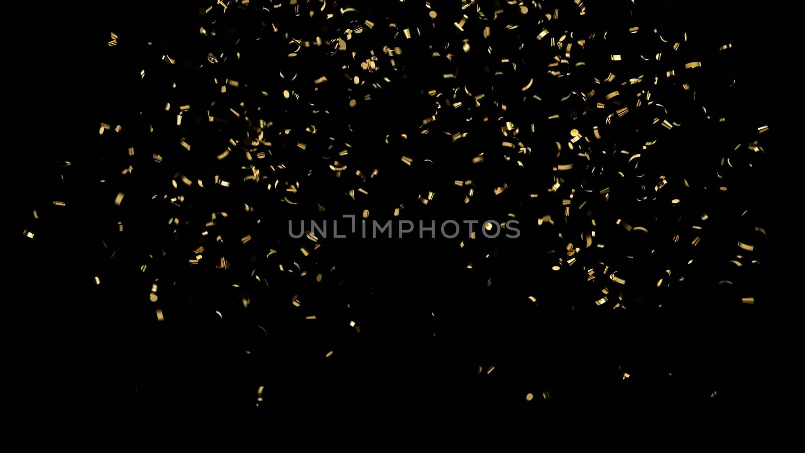 Falling golden confetti with alpha channel on an black background 4k