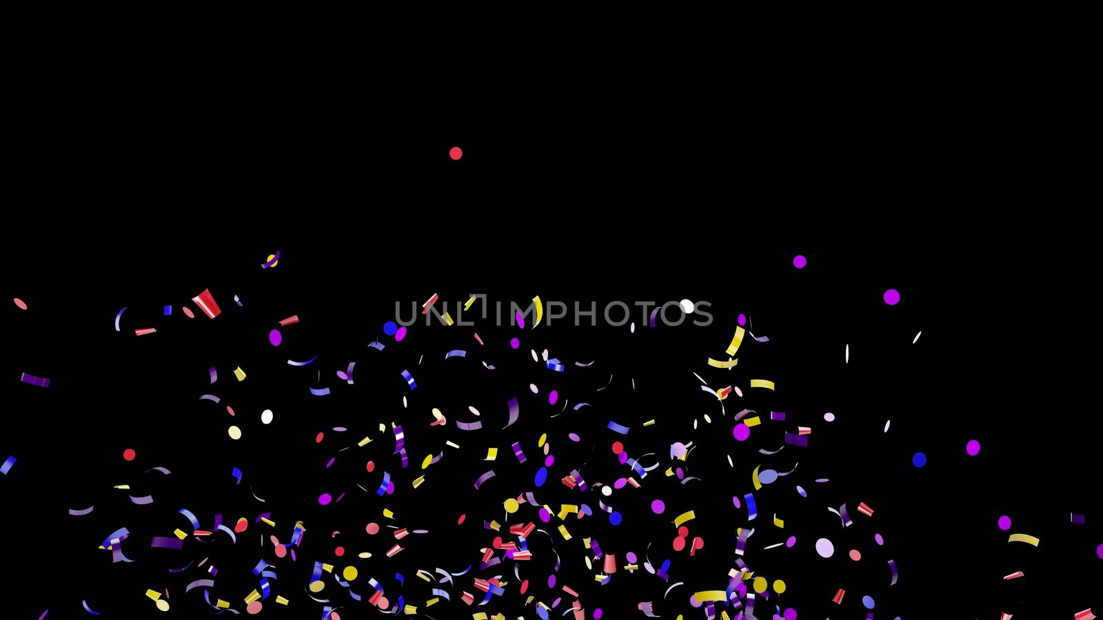 Falling multi-colored confetti on an black background by studiodav