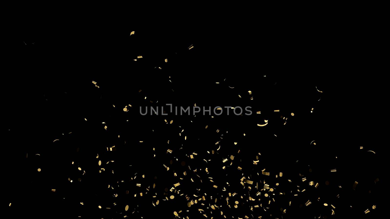 Falling golden confetti with alpha channel on an black background 4k