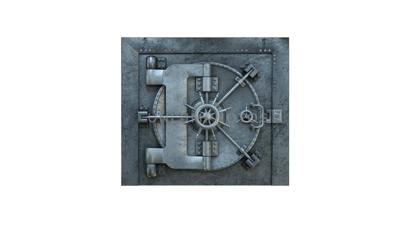 3d render Opening Of The Vault Door In Bank on white background by studiodav