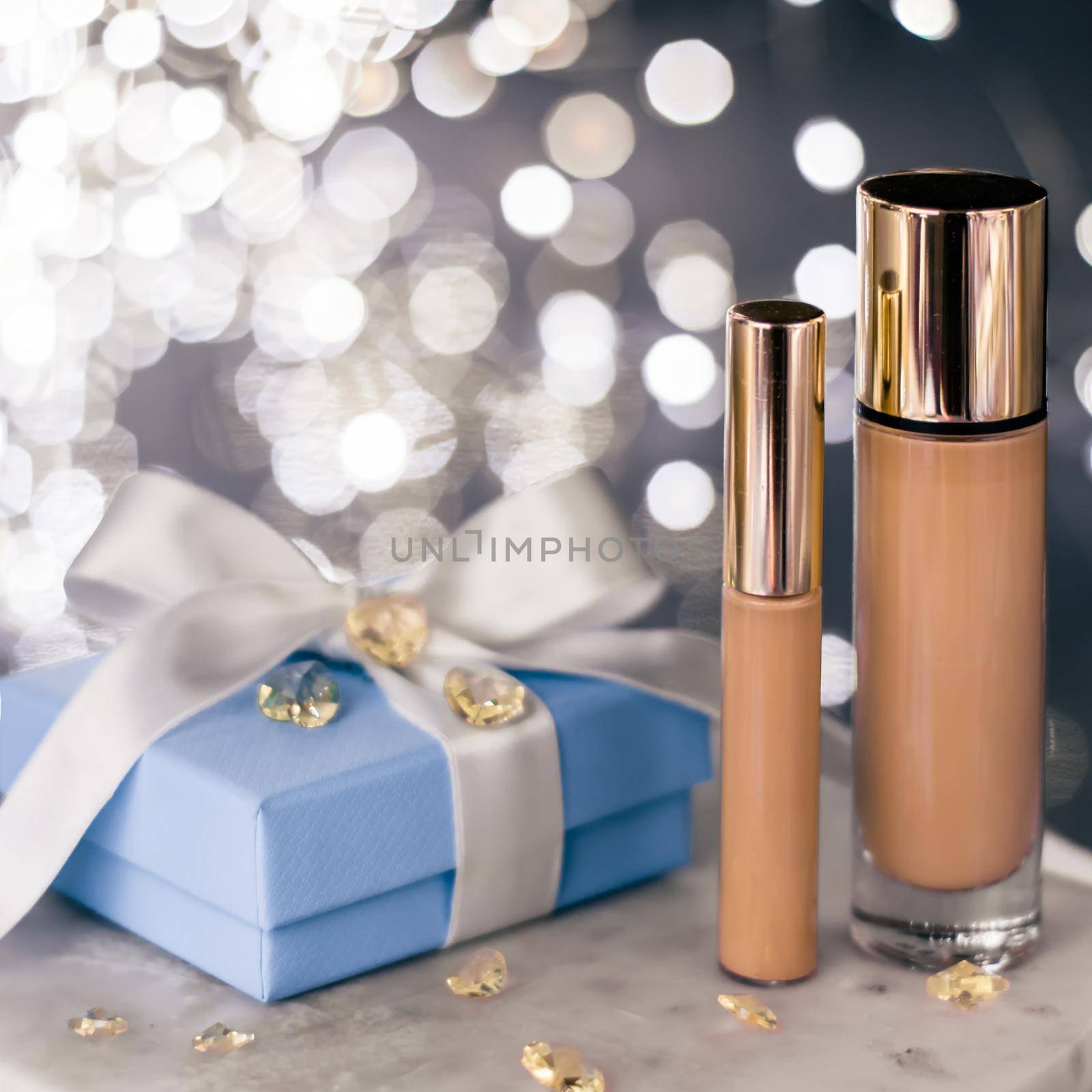 luxury make-up products as a gift - beauty, cosmetics and makeup styled concept by Anneleven