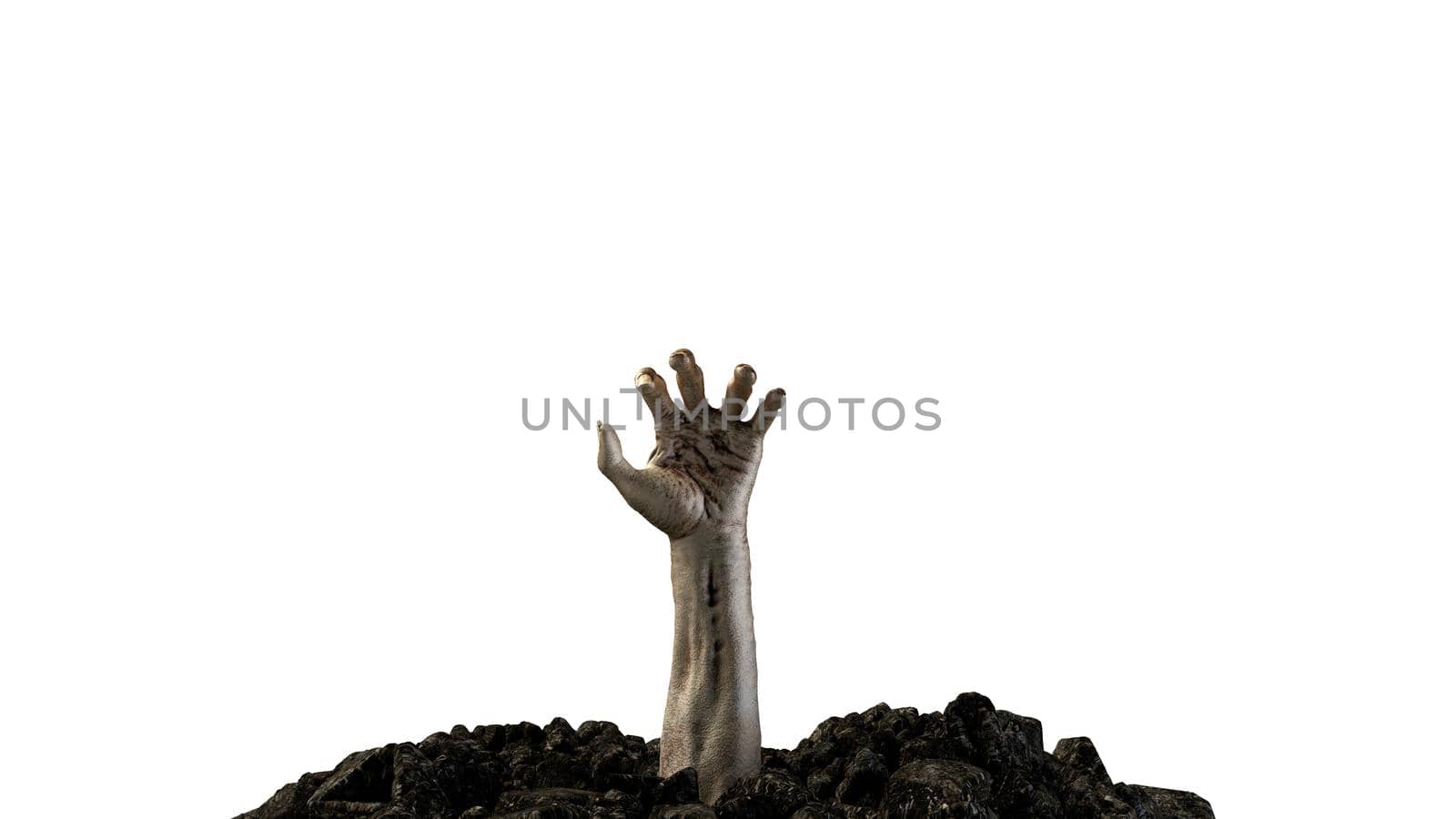 3d render Zombie hand crawling out of the ground by studiodav