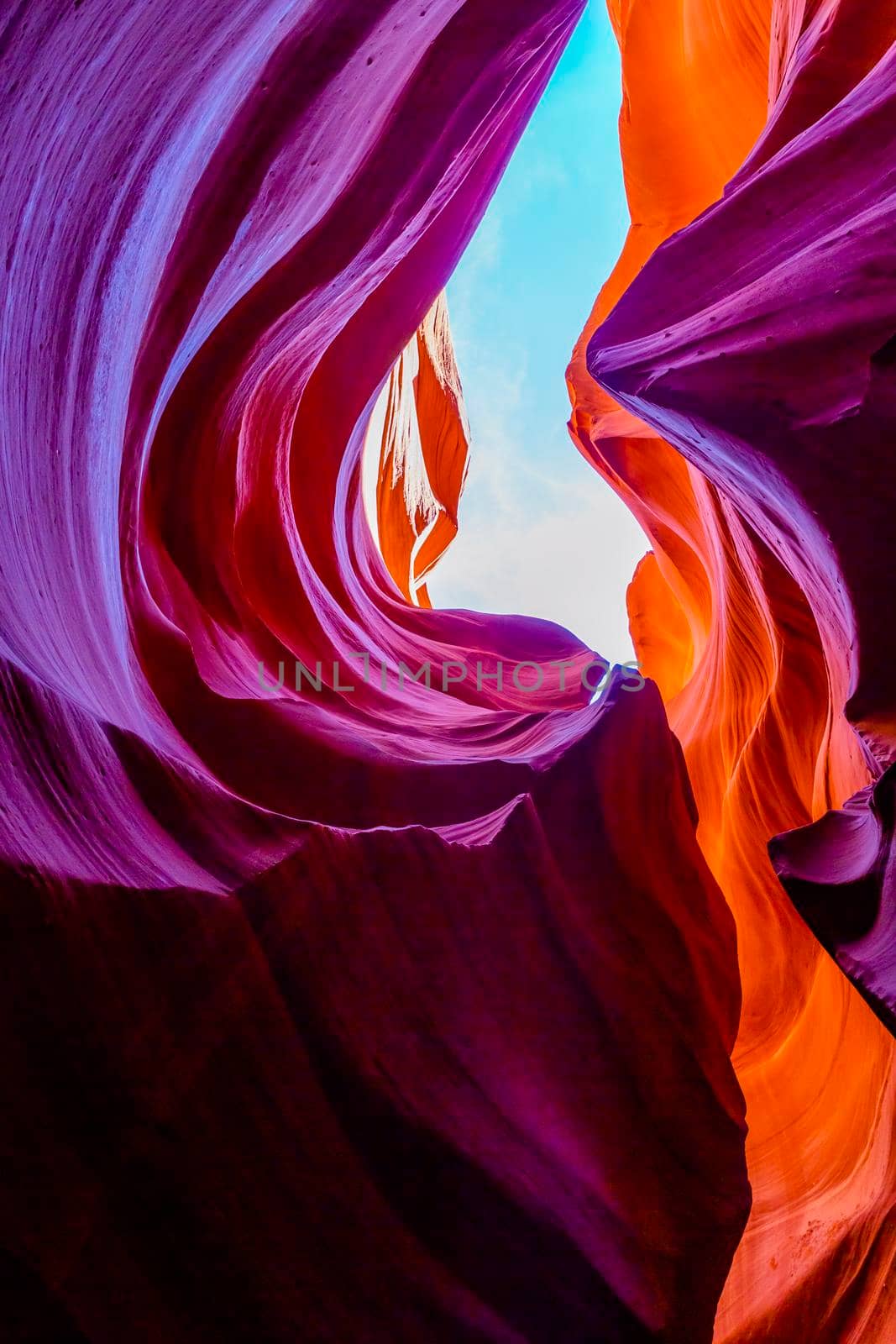 Antelope slot canyon illuminated by sunlight, Page, Arizona, United States
