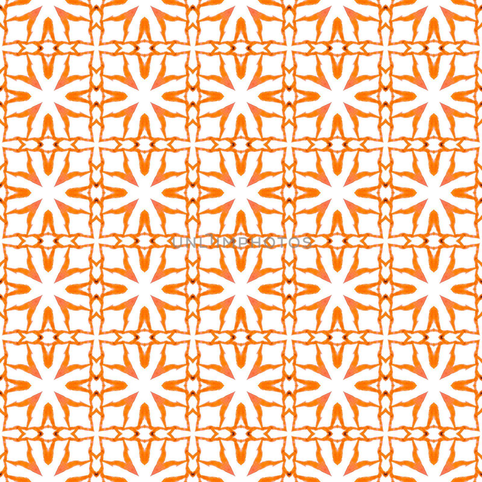 Oriental arabesque hand drawn border. Orange by beginagain