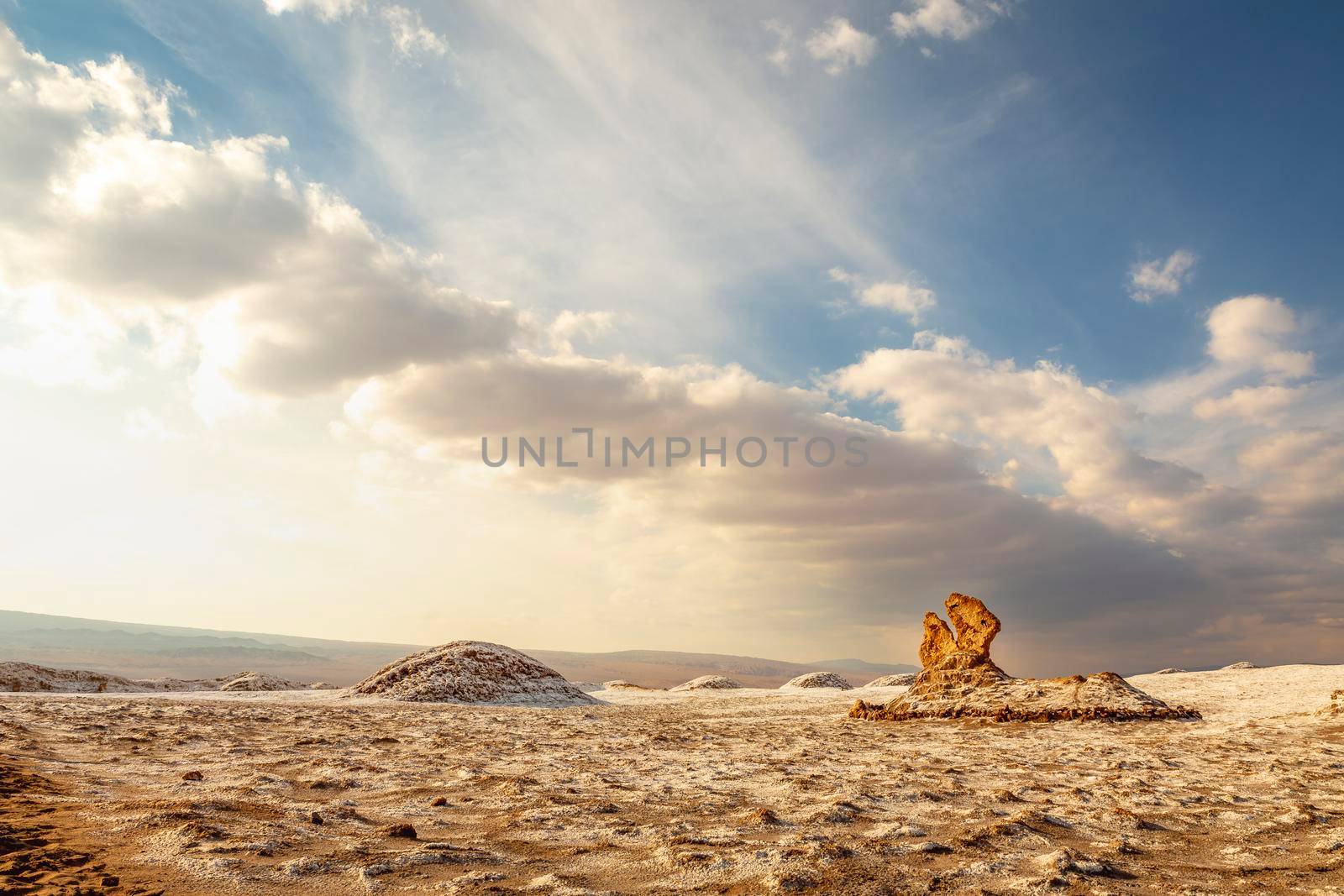 Moon Valley, Valle de la Luna at sunset, Atacama desert, Chile, South America