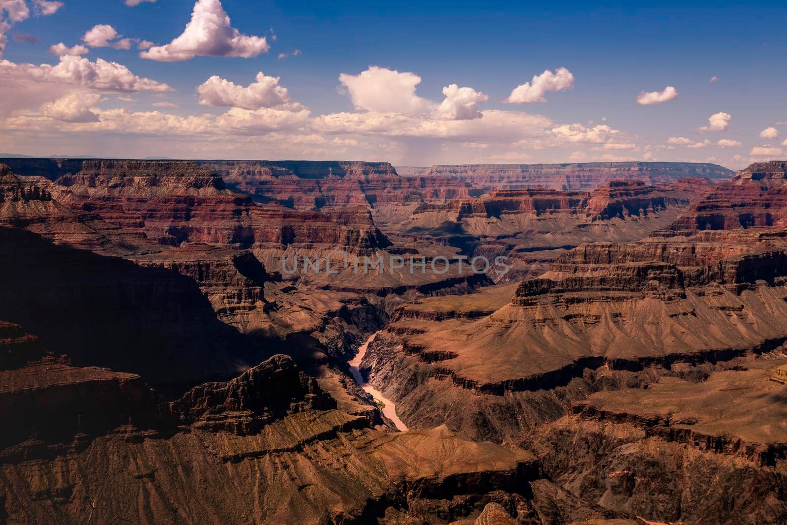Grand Canyon south rim and Colorado River at sunny day, Arizona, United States