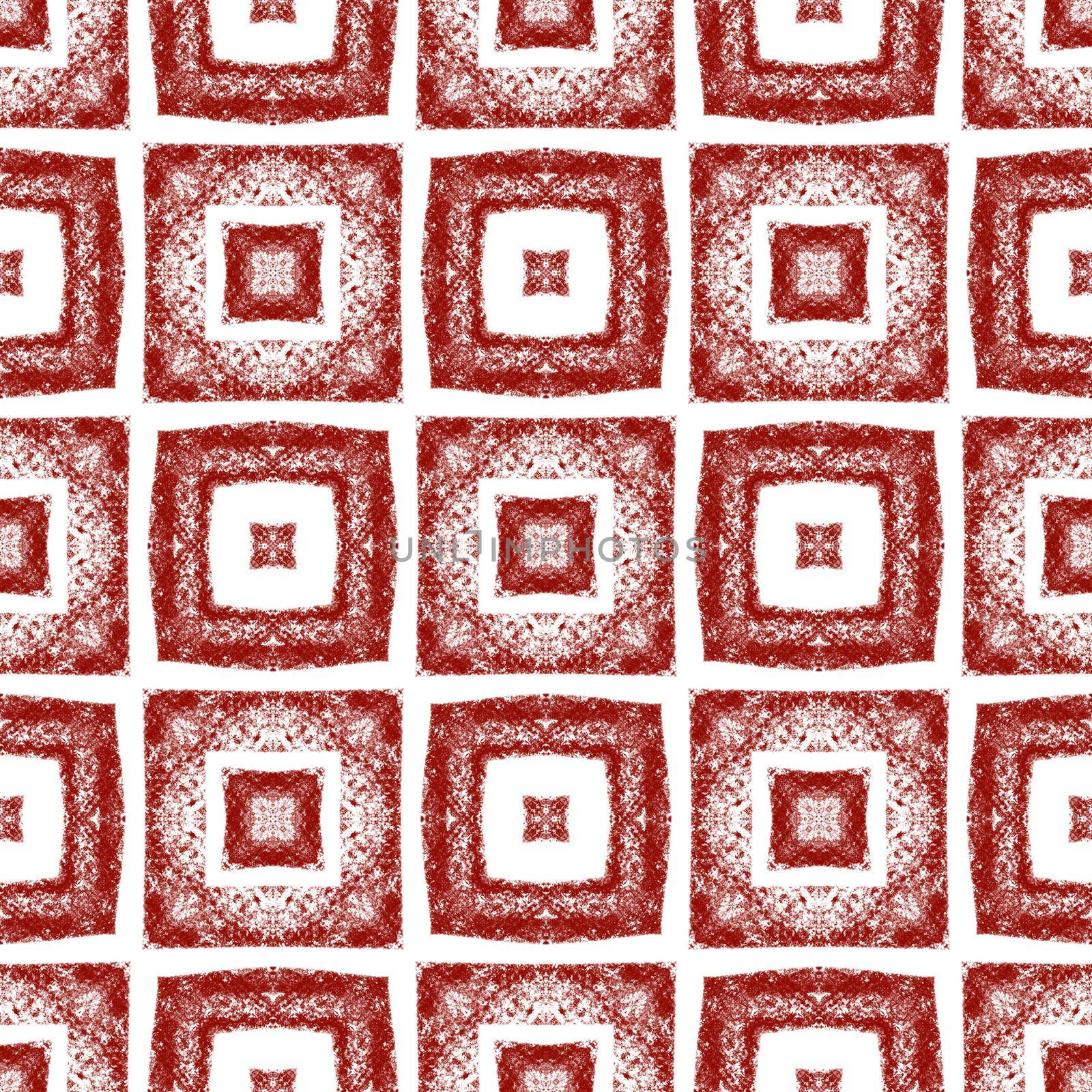 Mosaic seamless pattern. Wine red symmetrical kaleidoscope background. Retro mosaic seamless design. Textile ready beauteous print, swimwear fabric, wallpaper, wrapping.