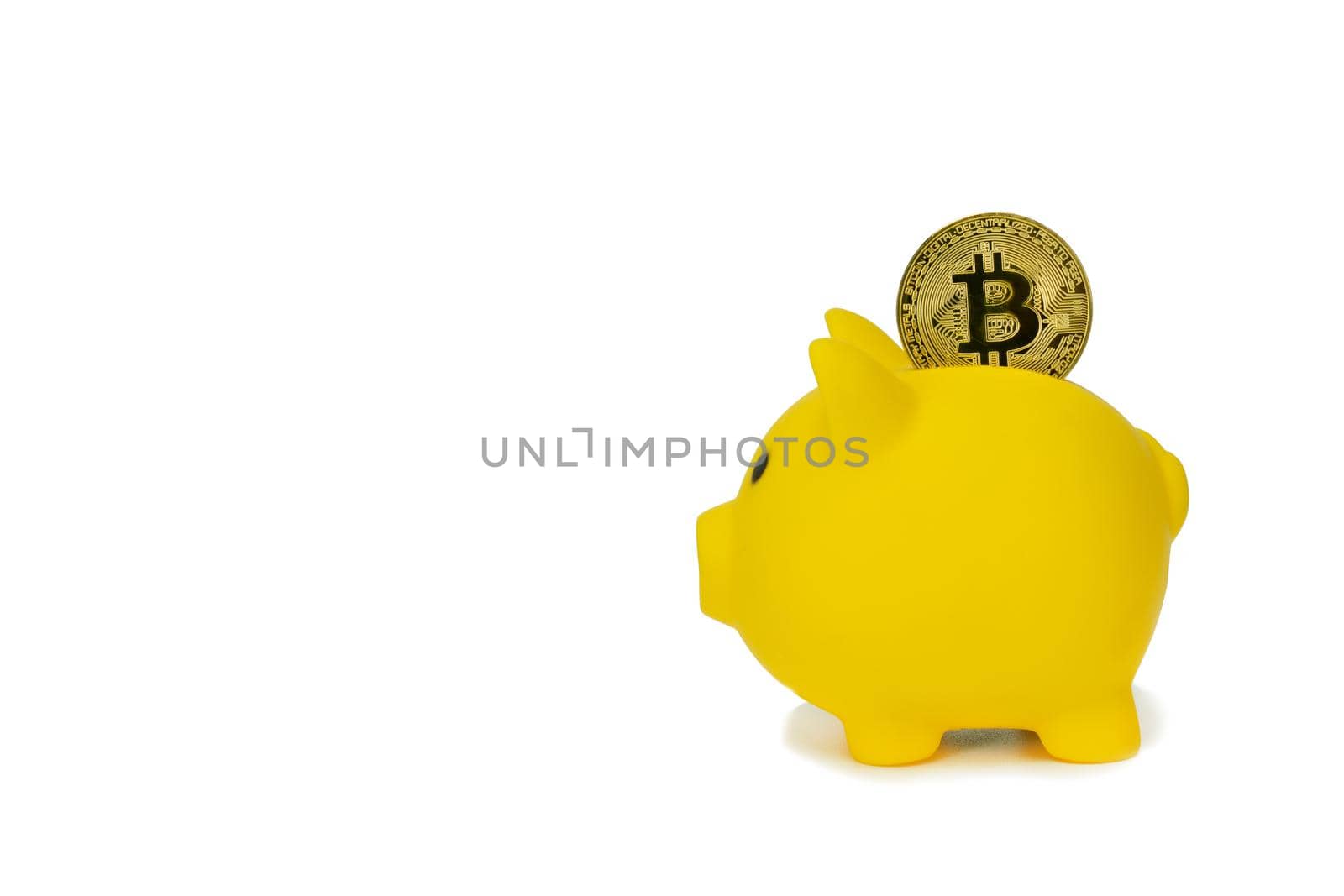 Save crypto currency in piggy bank concept. Investment for business by Buttus_casso