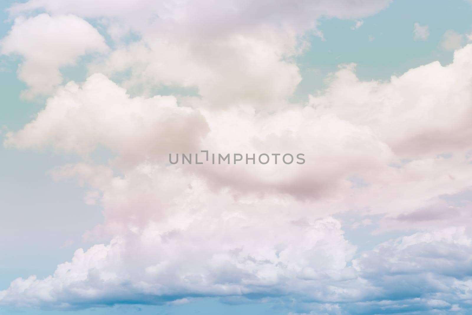 Copy space pastel tone minimal concept of summer blue sky and white cloud abstract blank background.