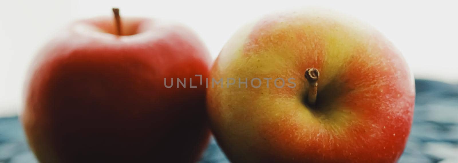 Two fresh ripe small apples, fruits and organic food by Anneleven