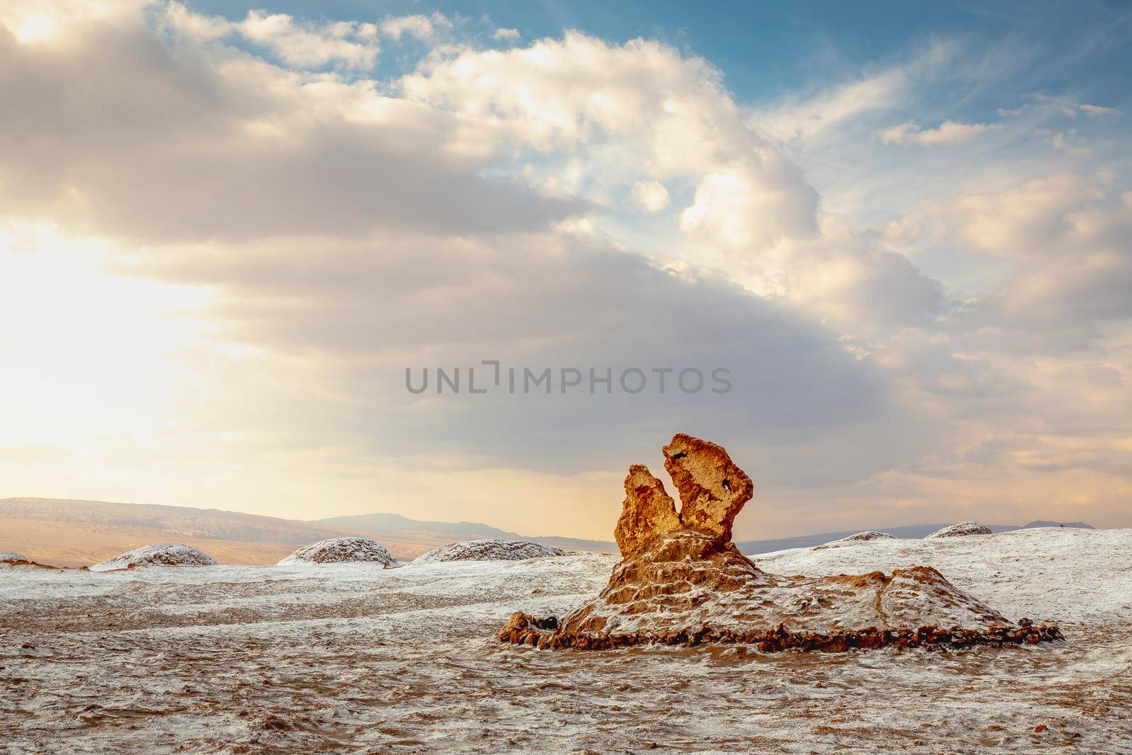 Moon Valley, Valle de la Luna at sunset, Atacama desert, Chile, South America